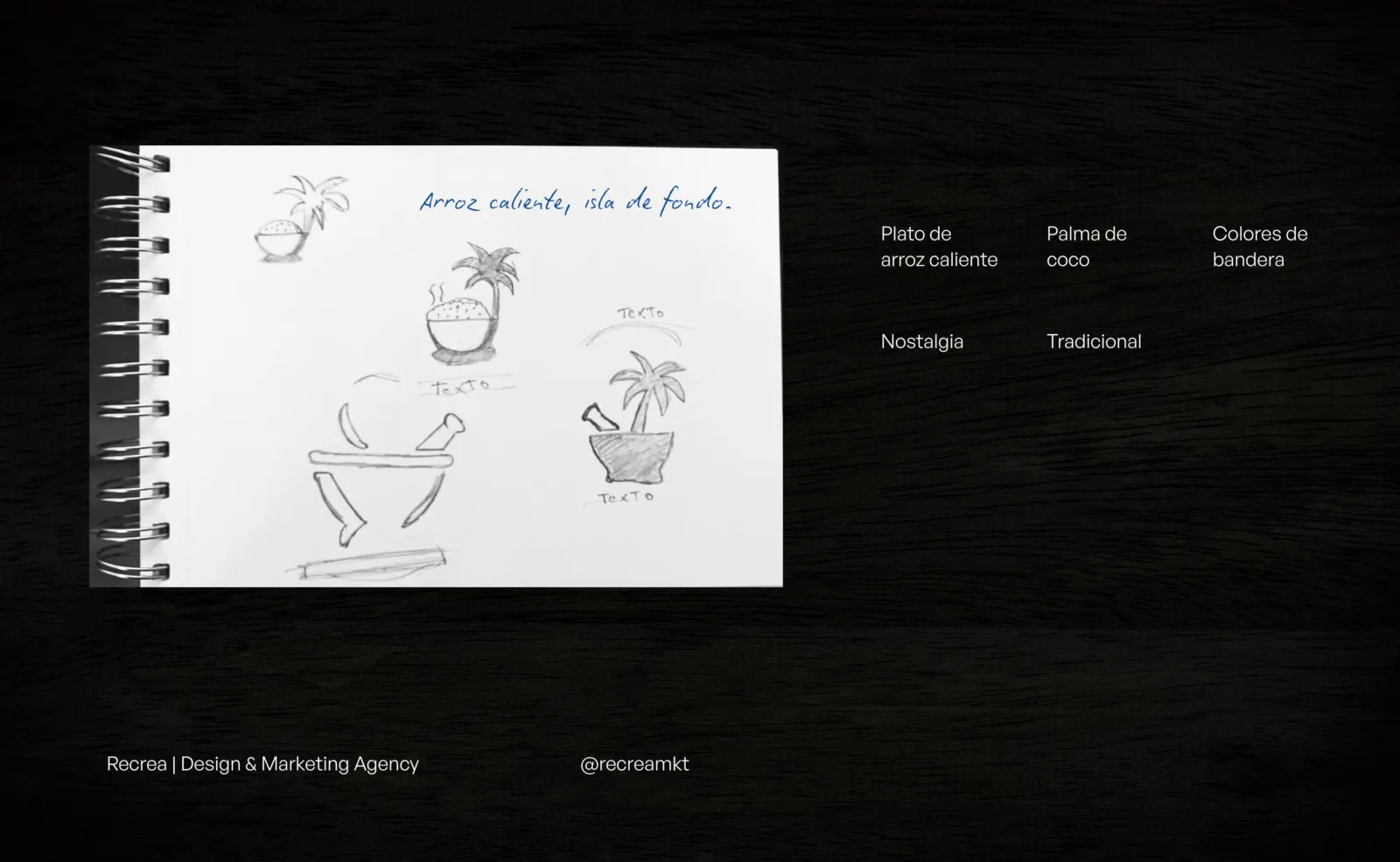 Sketches of the rice plate and the palm.