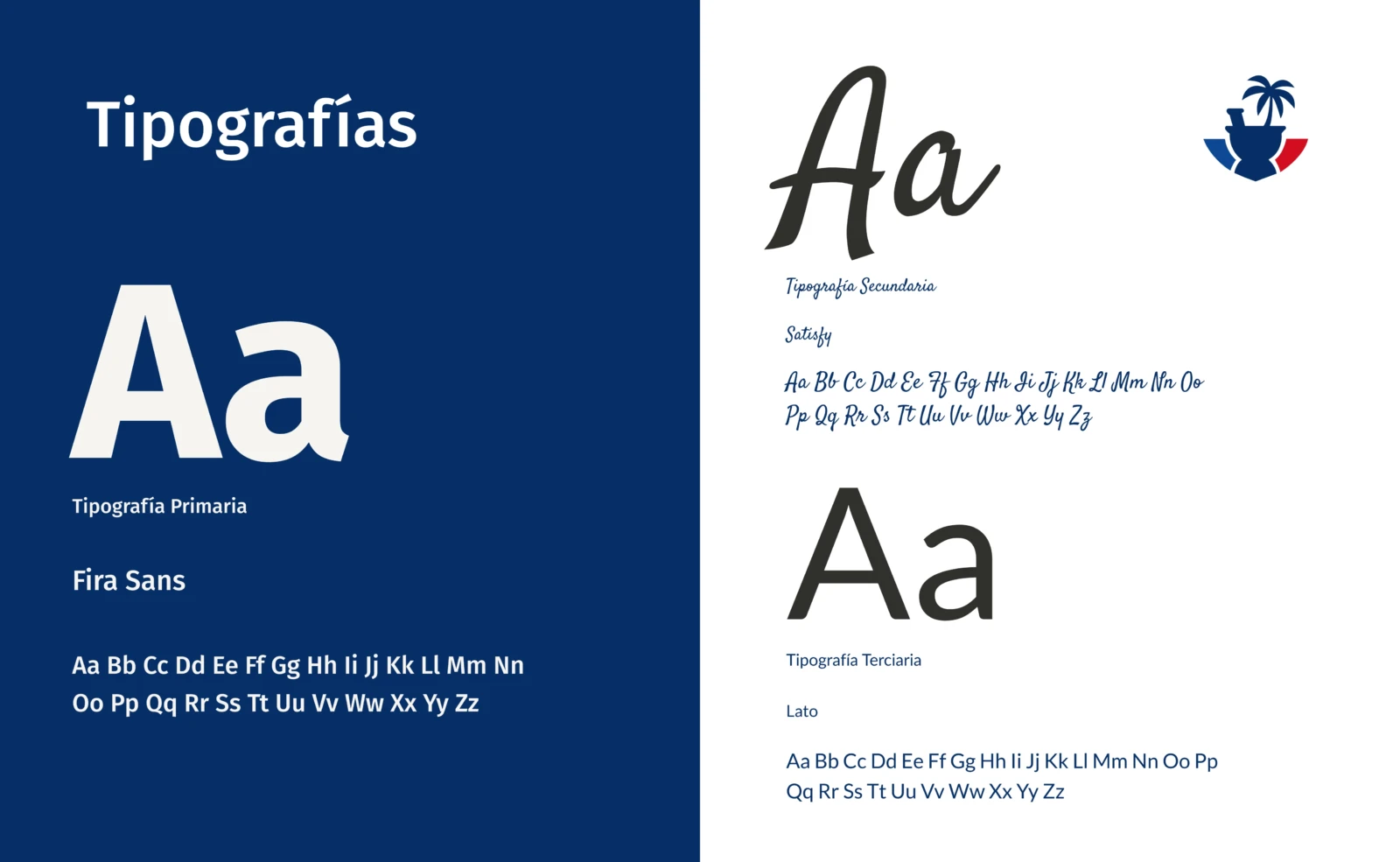 Fira Sans, Satisfy and Lato.