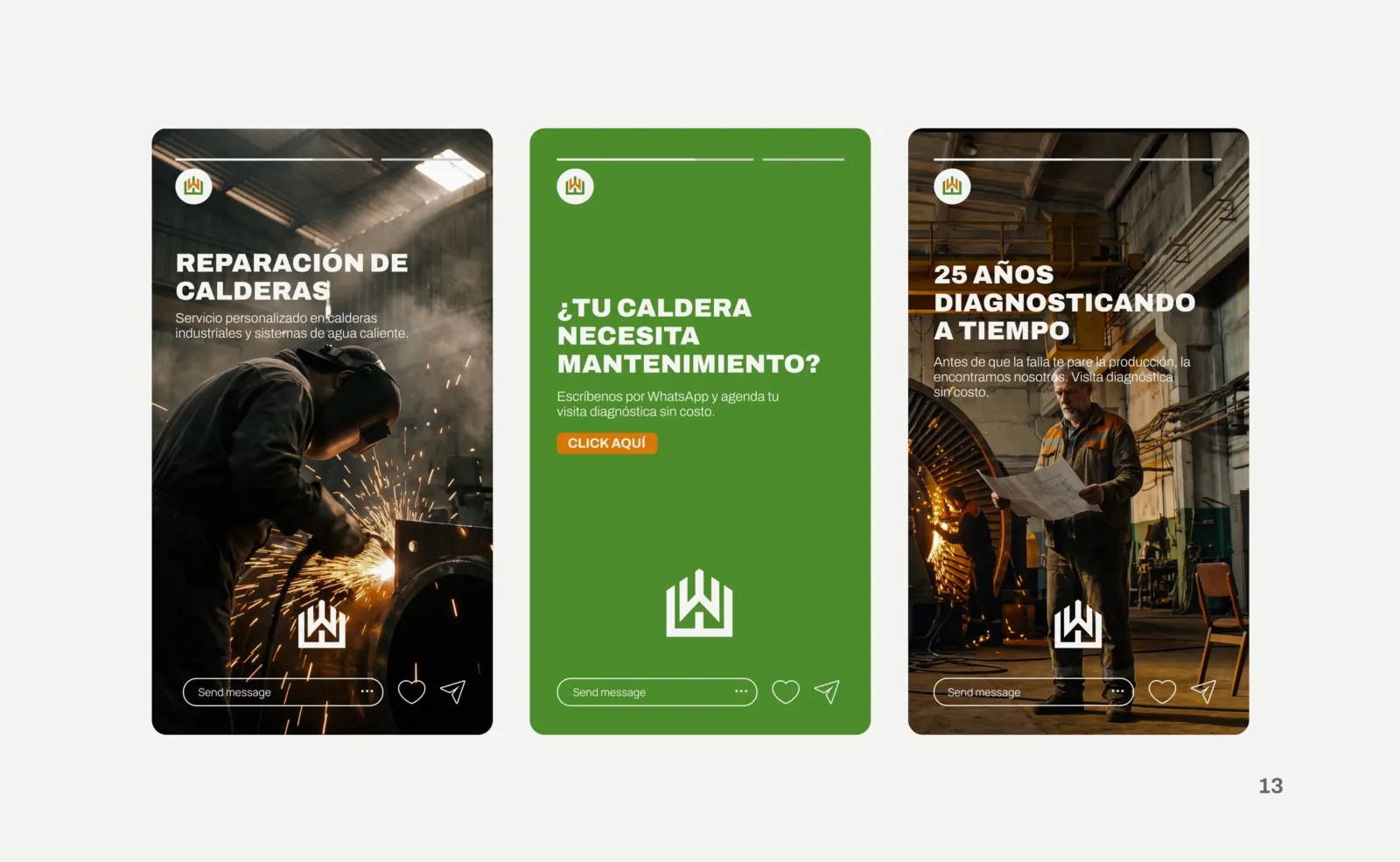 Historias para Instagram que invitan a pedir un diagnóstico.