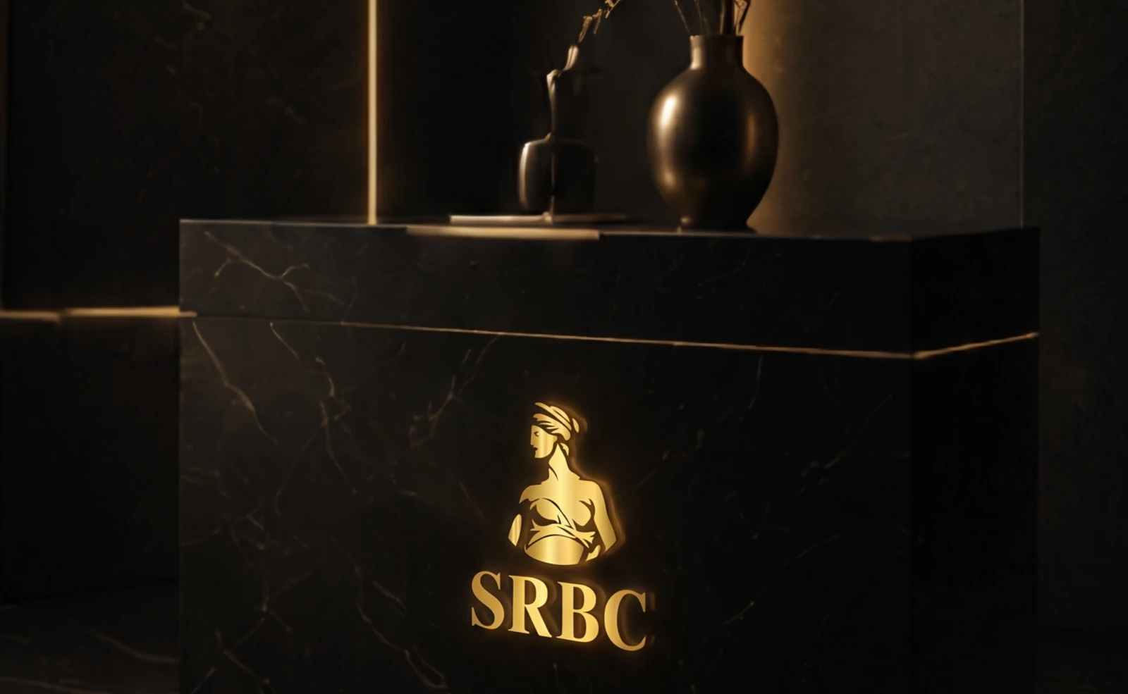 El símbolo en dorado en la recepción.